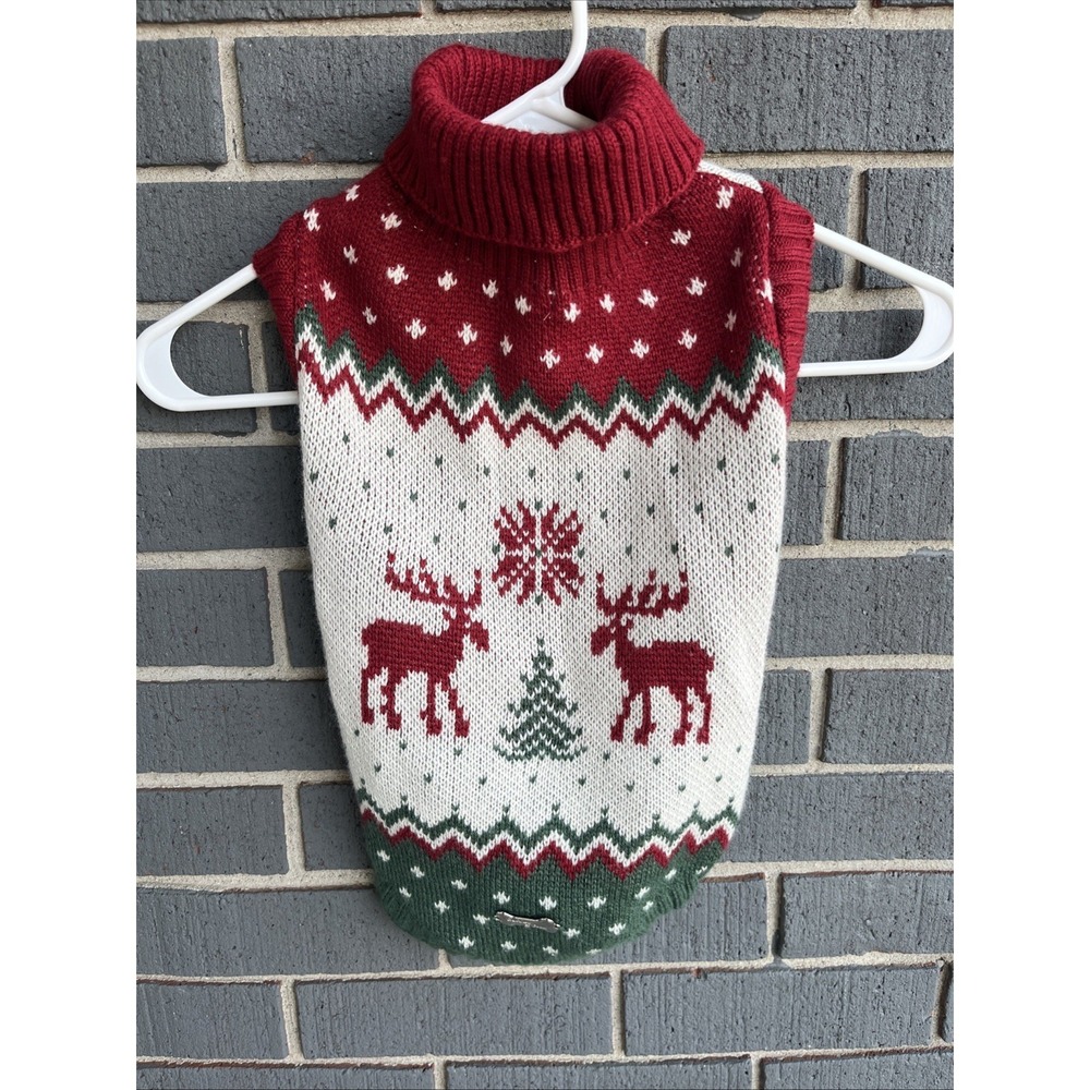 Barkley & Finn Christmas Dog Vest Moose Tree Green Red White Large